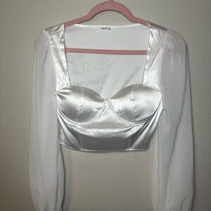 Timing White Satin Blouse